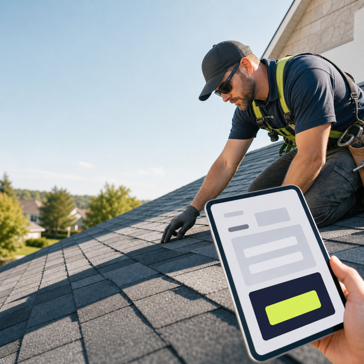 AI-generated local business advertising visual for a roofer