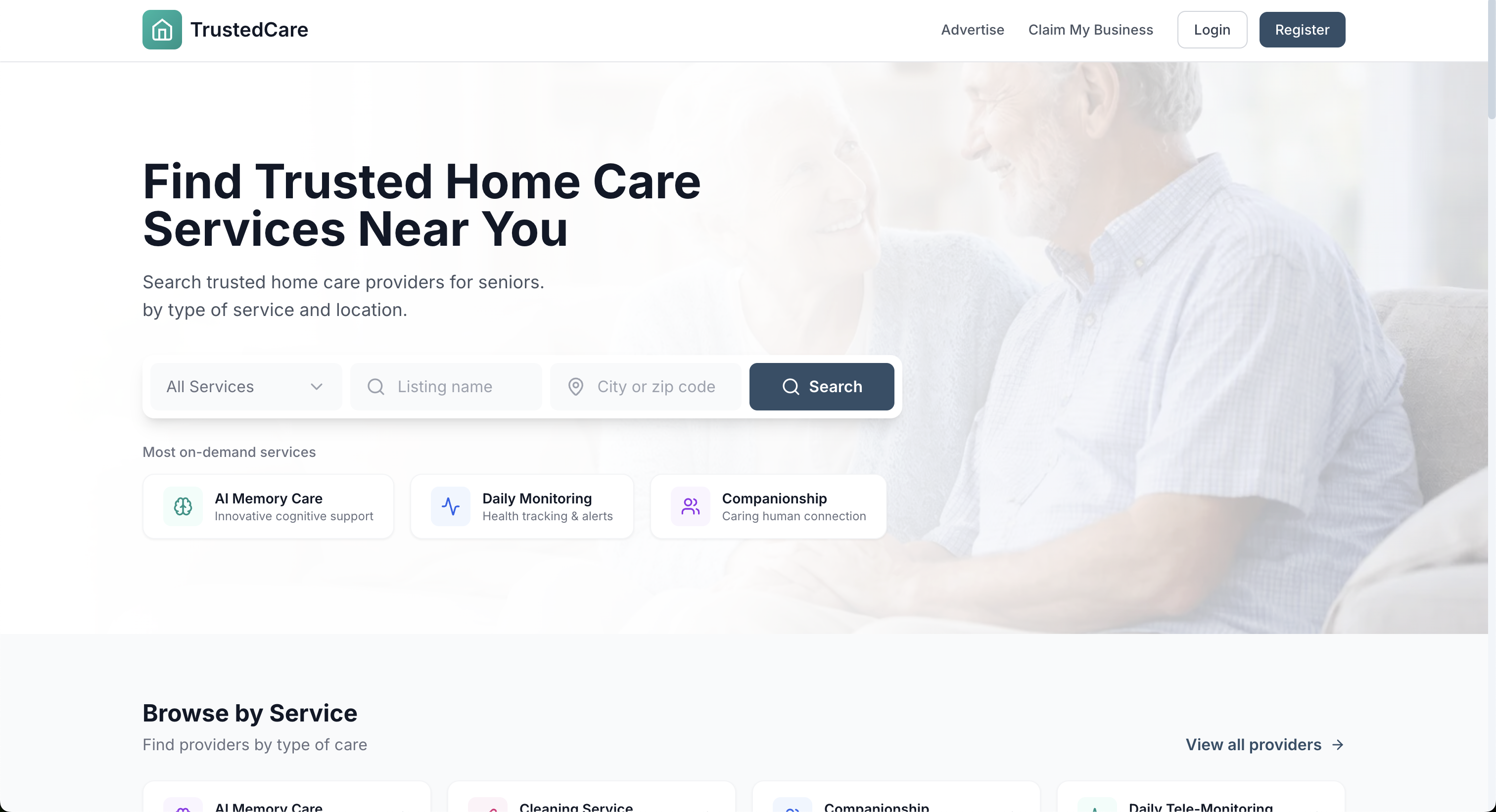 Trusted Care website screenshot